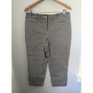 Ann Taylor Women's Curvy Fit Ankle Pants Size 10 White and Black Gingham Check